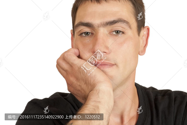 一個年輕英俊男子仰視的畫像
