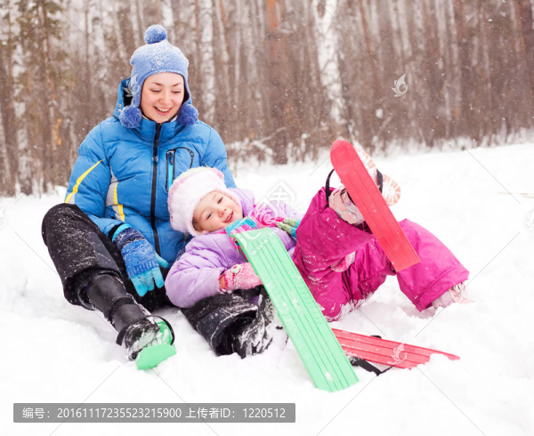 母女滑雪