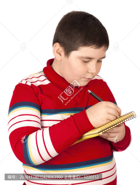 在記事本上寫的男孩