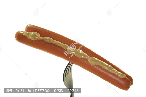 在一個(gè)叉芥末香腸