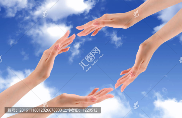 幫助天空背景的手