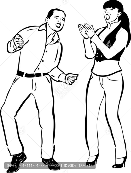 男孩和女孩一起唱歌跳舞