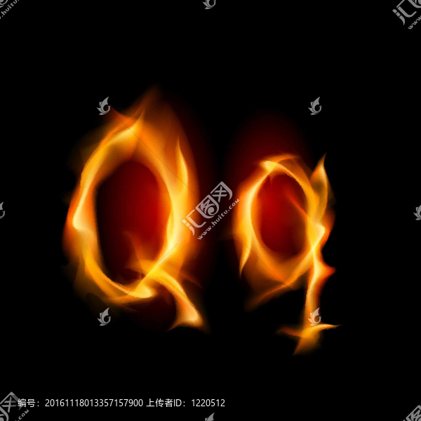 火熱的字體。字母Q