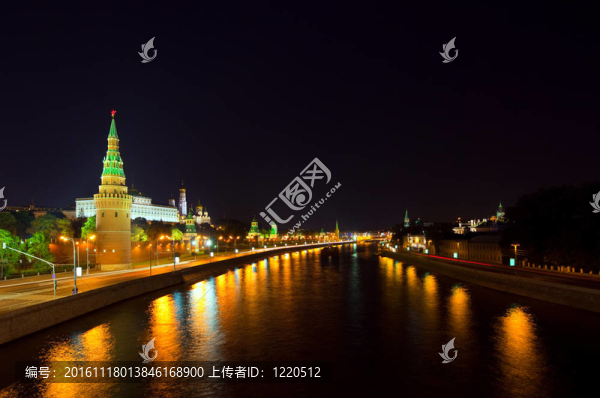 克里姆林宮和莫斯科河的夜晚