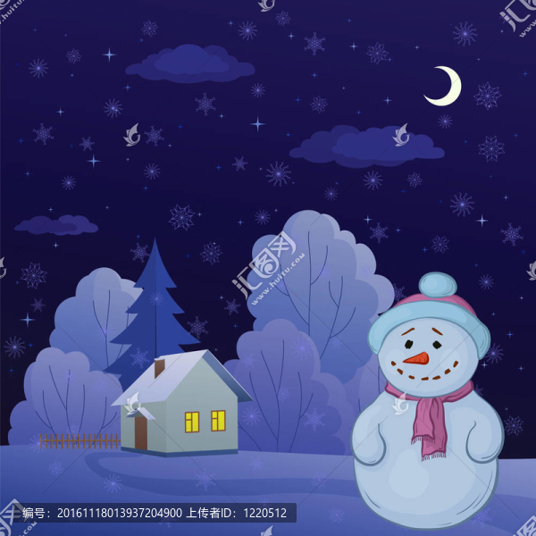 冬天的森林里的雪人