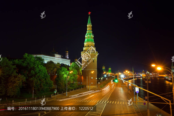 夜晚的克里姆林宮。俄羅斯