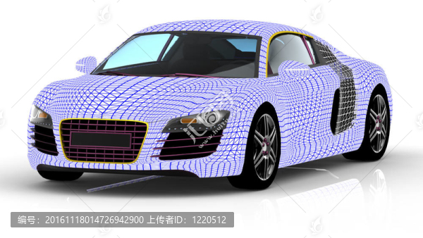 白色背景下的三維汽車線模型