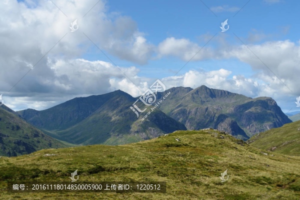 在陽光明媚的氛圍，蘇格蘭高地