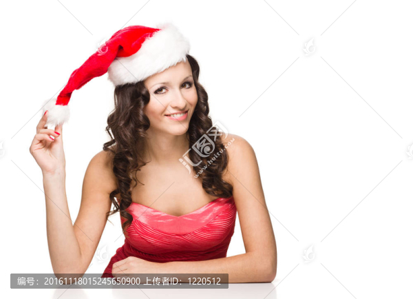 美麗性感女孩圣誕老人服裝肖像