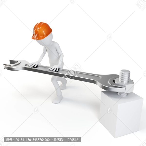 用叉扳手?jǐn)Q緊螺母的三維人