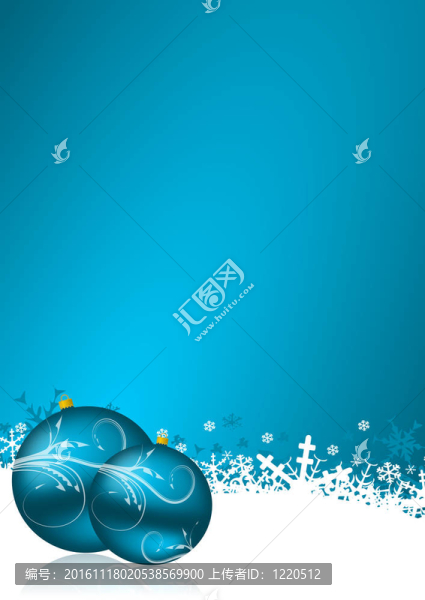 藍(lán)色圣誕背景，雪花和圣誕球