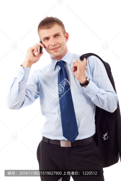 商業(yè)企業(yè)家在電話里交談