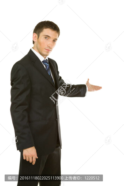 商人伸出手臂表示歡迎