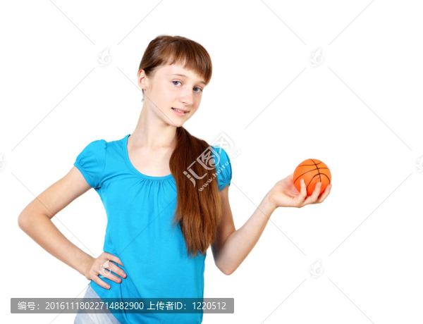 漂亮的少女與球拍