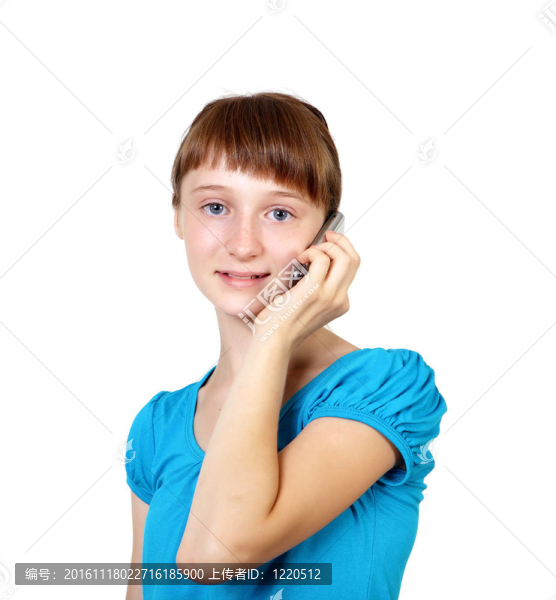 漂亮的少女與手機(jī)