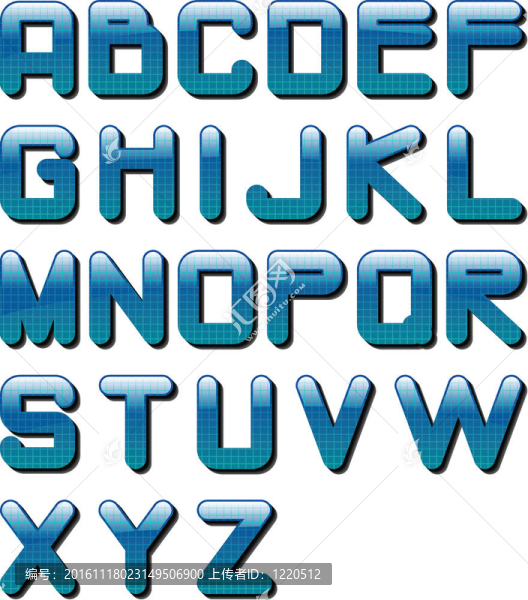 eps10_glossy_alphabet_blue_tech