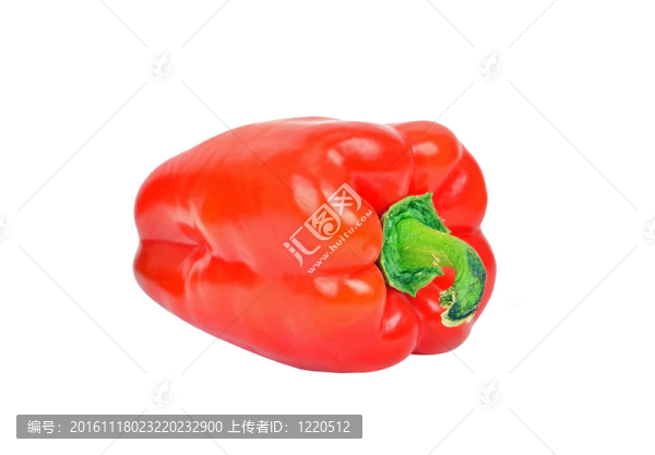 鮮紅色甜椒；白色背景上分離