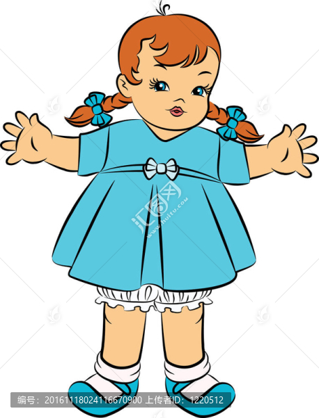 復(fù)古卡通小女孩。