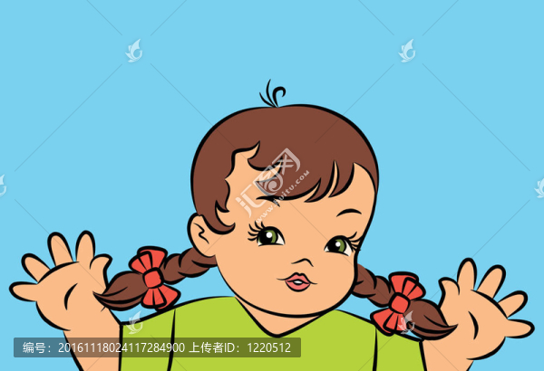 復(fù)古卡通小女孩。