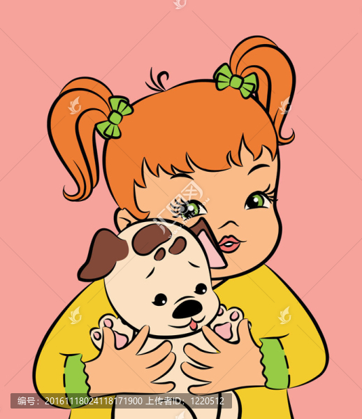 復(fù)古卡通小女孩。