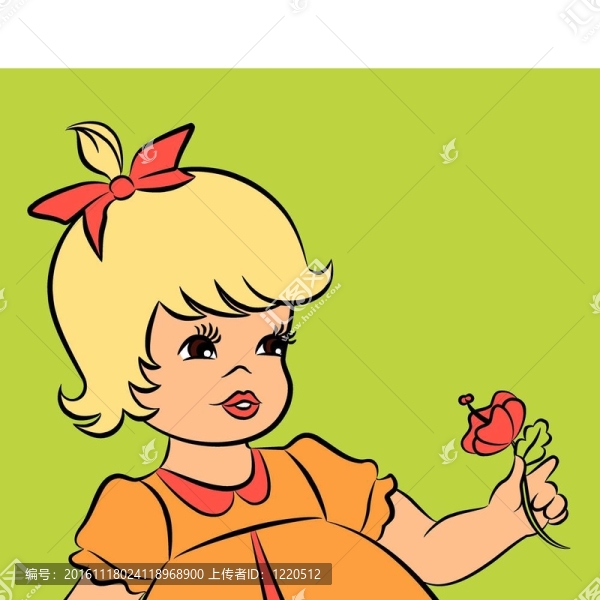 復(fù)古卡通小女孩。