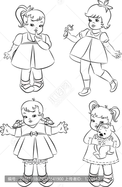 復(fù)古卡通小女孩。