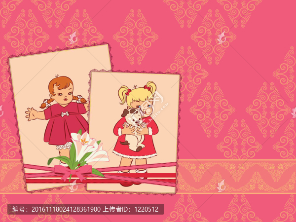復(fù)古卡通小女孩。