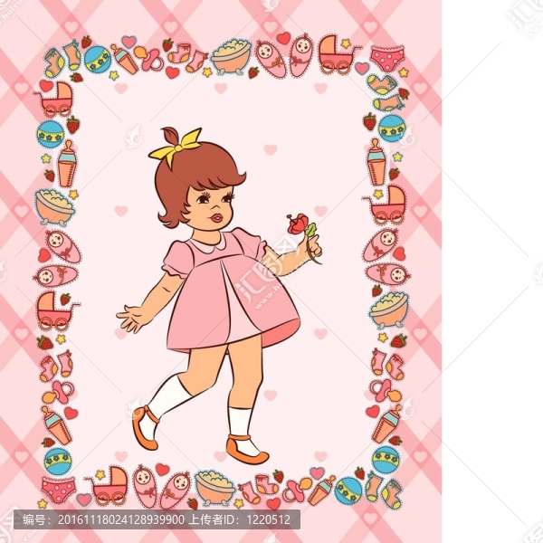 復(fù)古卡通小女孩。