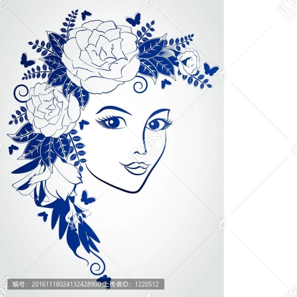女人的臉上帶著花。