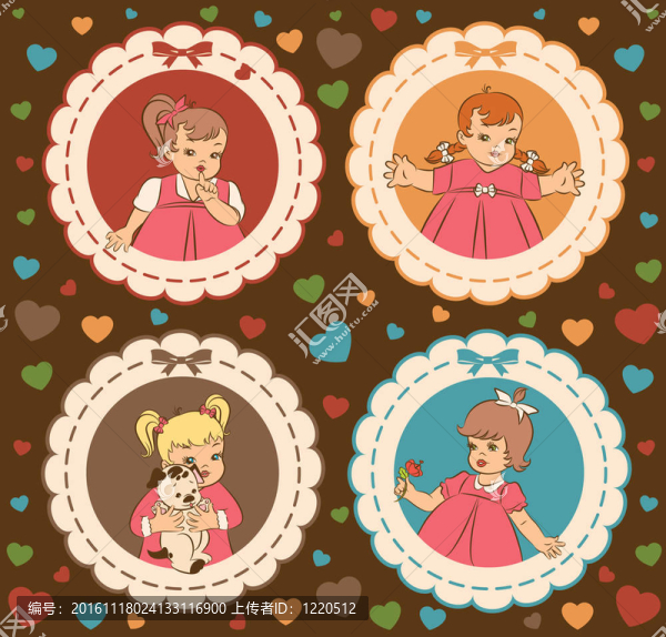 復(fù)古卡通小女孩。