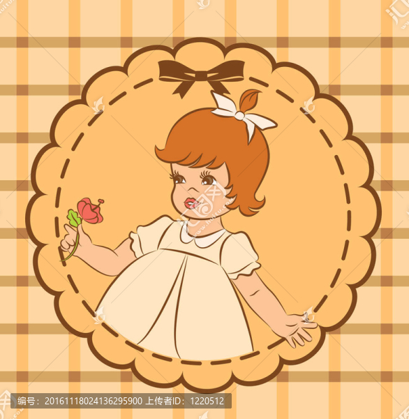 復(fù)古卡通小女孩。