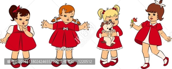 復(fù)古卡通小女孩
