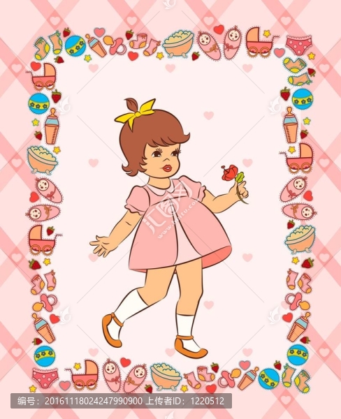 復(fù)古卡通小女孩