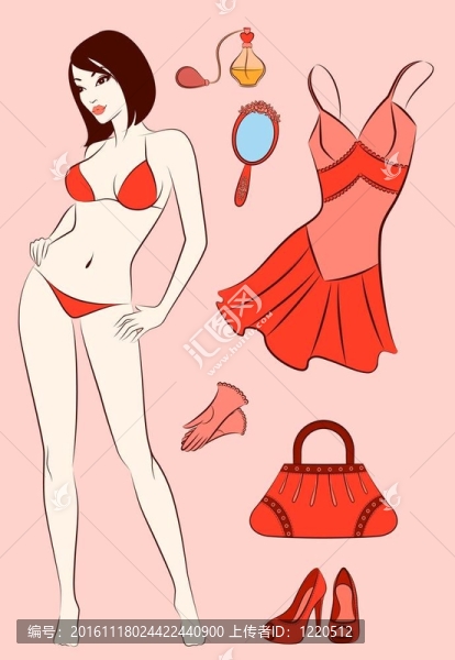 卡通女孩與女人的元素。