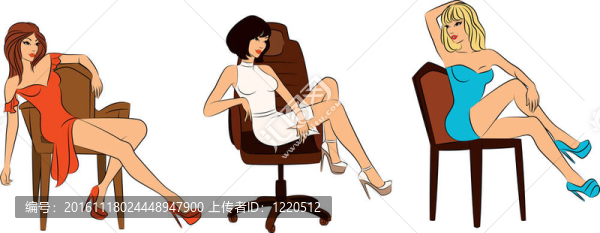 美麗的女人坐在椅子上。