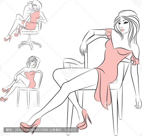 美麗的女人坐在椅子上。