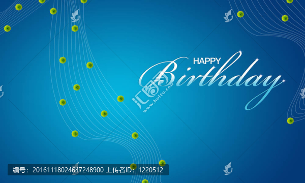 藍色快樂生日卡