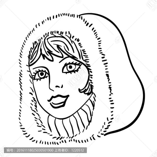 手繪時裝模特。插畫。女人的臉
