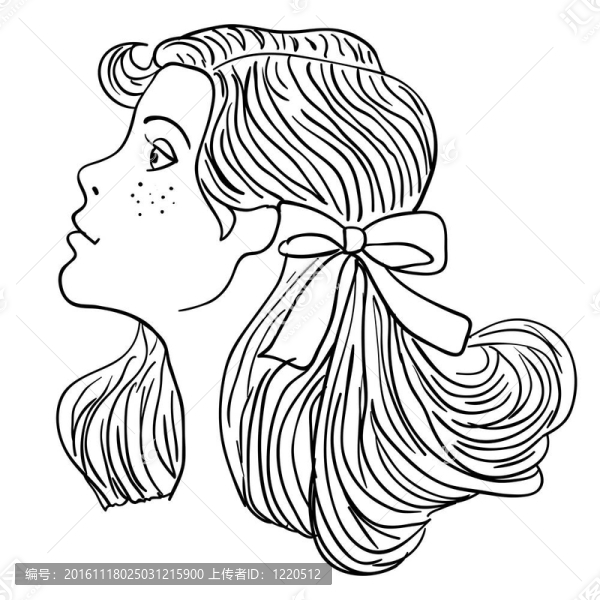 手繪時(shí)裝模特。插畫。女人的臉