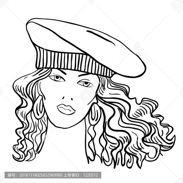 手繪時裝模特。插畫。女人的臉