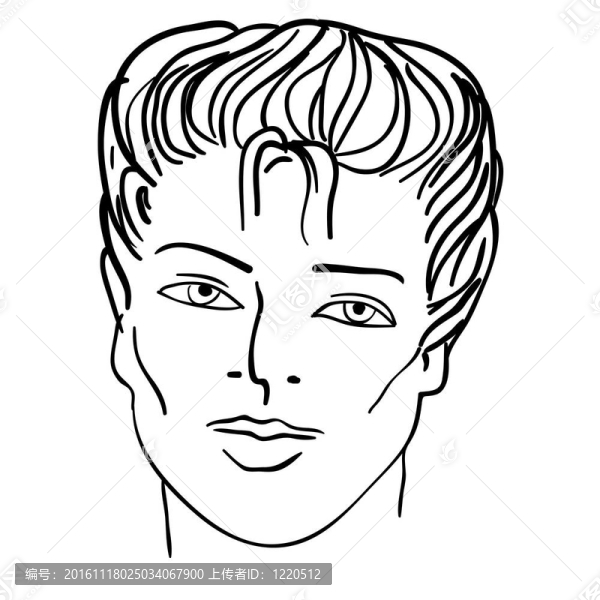 手繪時(shí)裝模特。插畫。男人的臉