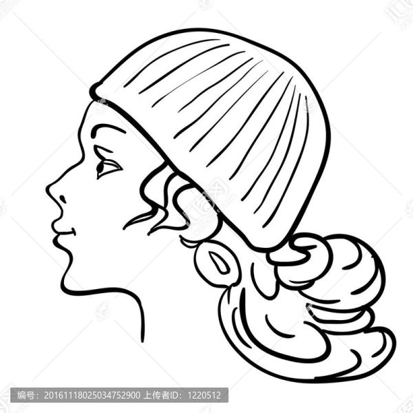 手繪時(shí)裝模特。插畫。女人的臉
