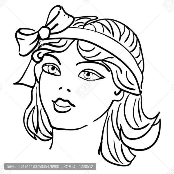 手繪時(shí)裝模特。插畫。女人的臉