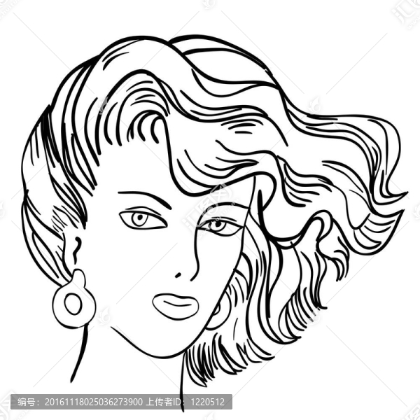 手繪時裝模特。插畫。女人的臉
