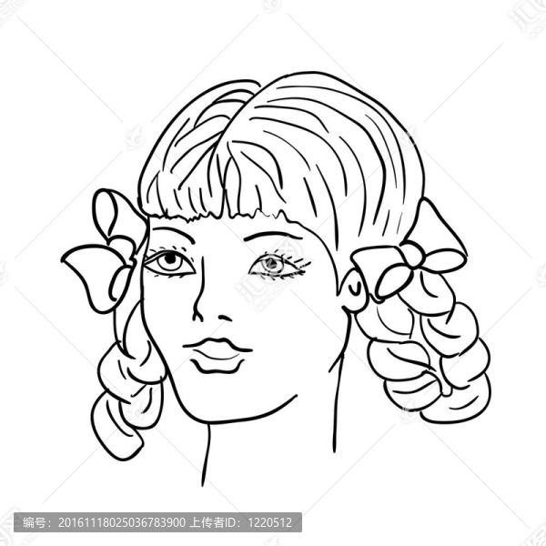 手繪時(shí)裝模特。插畫(huà)。女人的臉