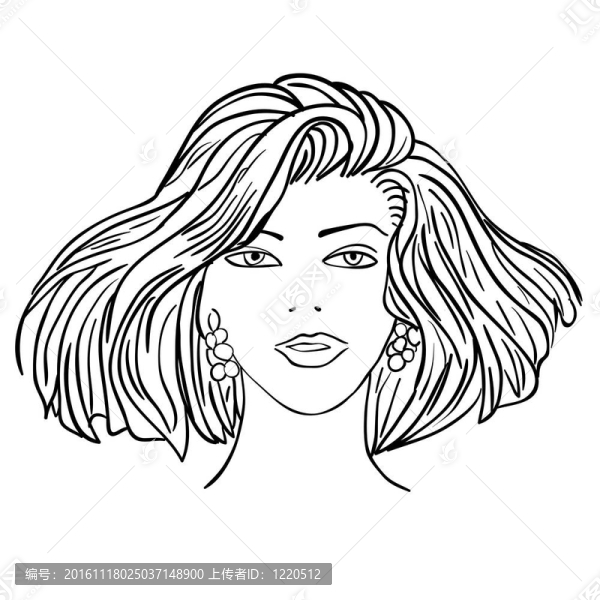 手繪時(shí)裝模特。插畫(huà)。女人的臉