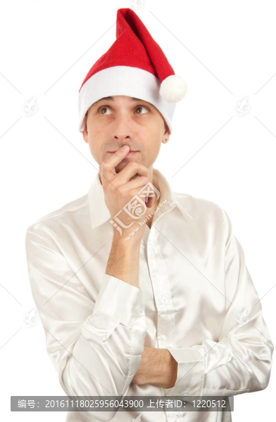 戴圣誕老人帽子的男人