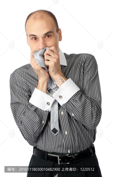 憂心忡忡的商人雙手托著嘴