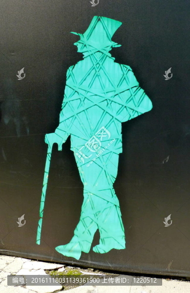 人頂帽子和手杖silhoette