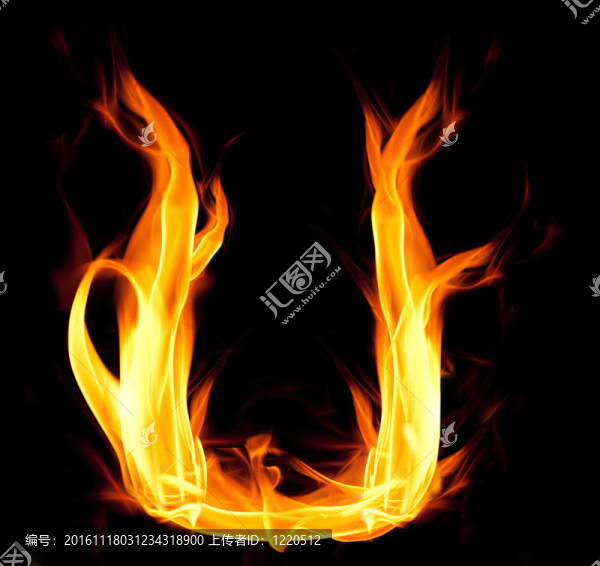 火熱的字體。字母U